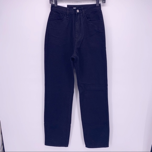 NEW We Wore What Jet Black Rigid Denim Mom Jeans Size 26